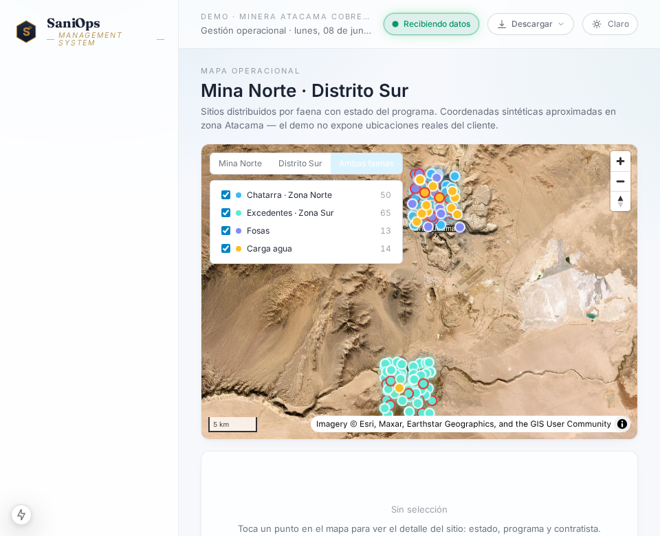 Vista del mapa de retiros